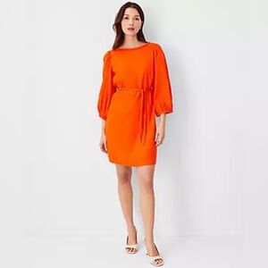 Ann Taylor Vibrant Orange Long Sleeve Dress 00 Petite